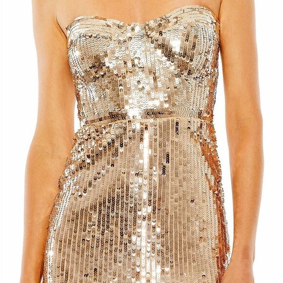 MAC DUGGAL 93959 Womens Gold Sleeveless Sequin Mesh Gown Dress Runs Small - Picture 3 of 12